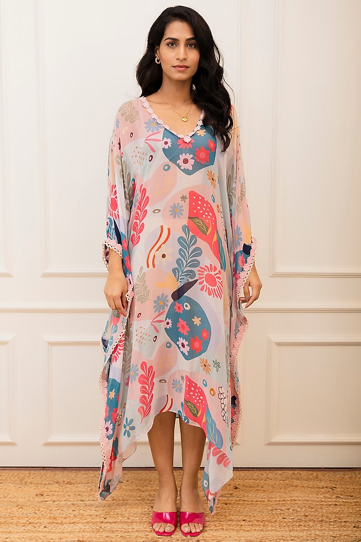 Multi-Colored Georgette Printed Kaftan by Varun Bahl Pret at Pernia's Pop Up Shop
