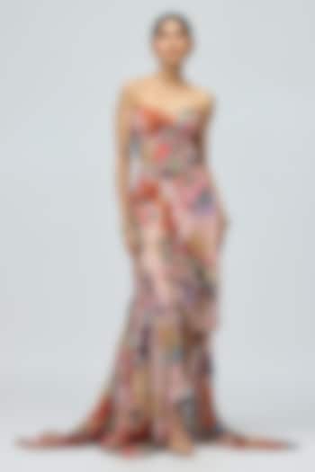 Pink Organza Printed Skirt Set by Varun Bahl at Pernia's Pop Up Shop