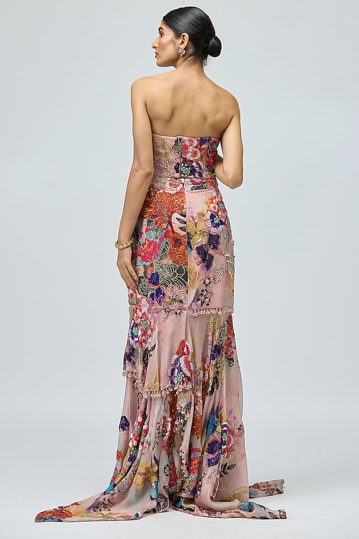 Pink Organza Printed Skirt Set by Varun Bahl at Pernia's Pop Up Shop