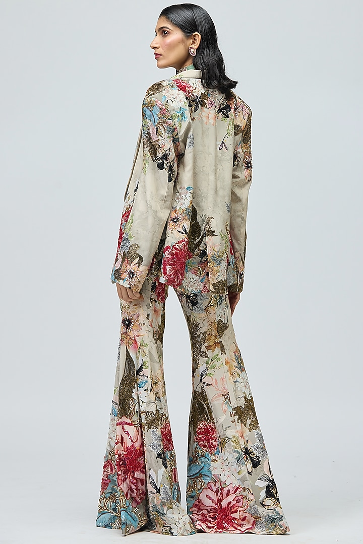 Ivory Crepe Printed Jacket Set by Varun Bahl at Pernia's Pop Up Shop