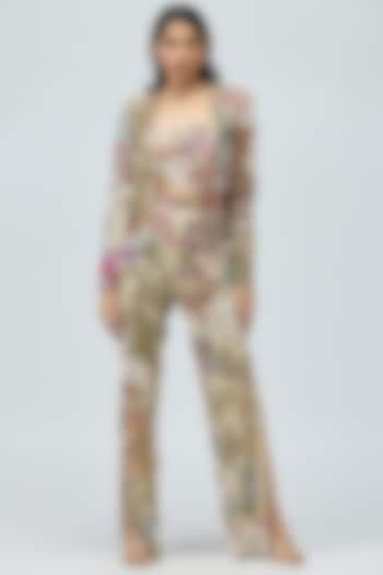 Ivory Mono Net Embellished Jacket Set by Varun Bahl at Pernia's Pop Up Shop