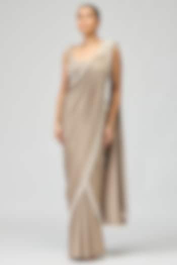 Grey Armani Satin Bead Work Wedding Saree Set by Varun Bahl at Pernia's Pop Up Shop