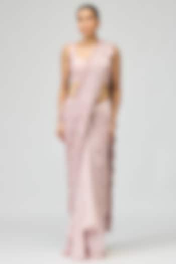 Pink Viscose Tissue Embroidered Wedding Saree Set by Varun Bahl at Pernia's Pop Up Shop