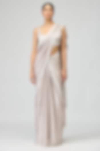 Blush Armani Satin Beadwork Wedding Saree Set by Varun Bahl at Pernia's Pop Up Shop