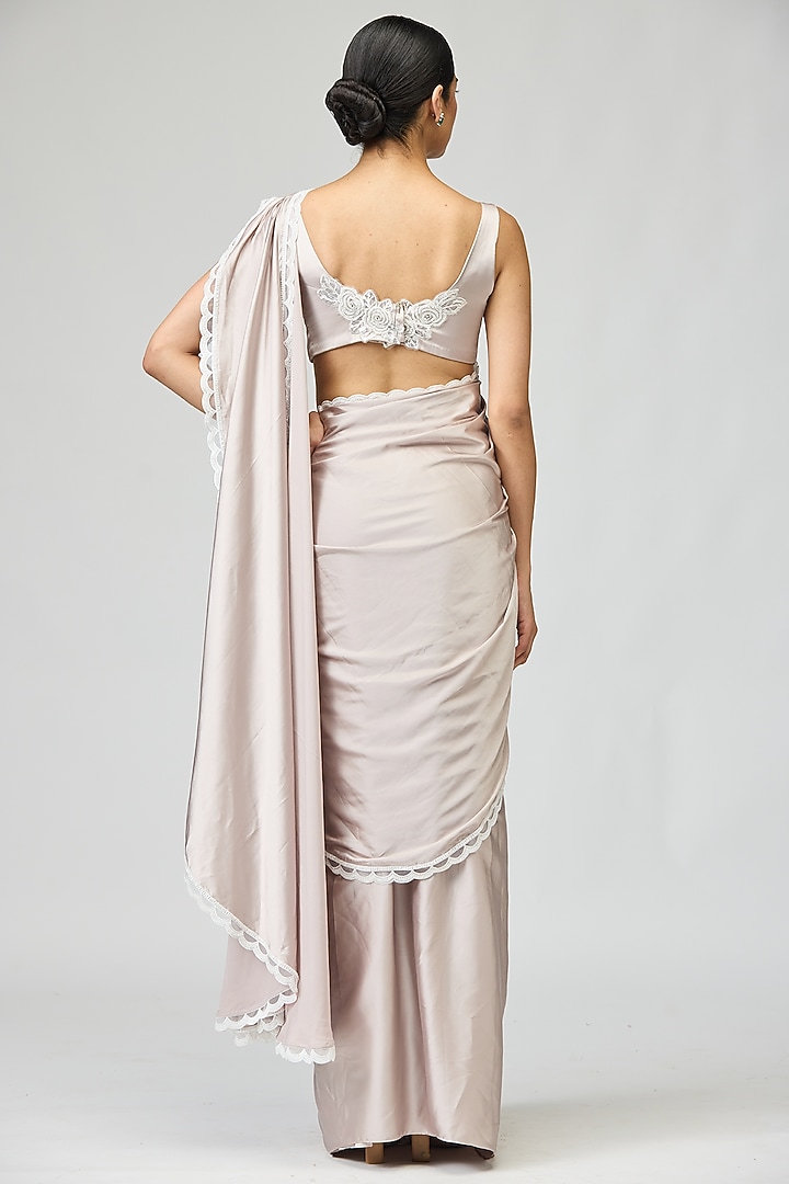 Blush Armani Satin Beadwork Wedding Saree Set by Varun Bahl at Pernia's Pop Up Shop