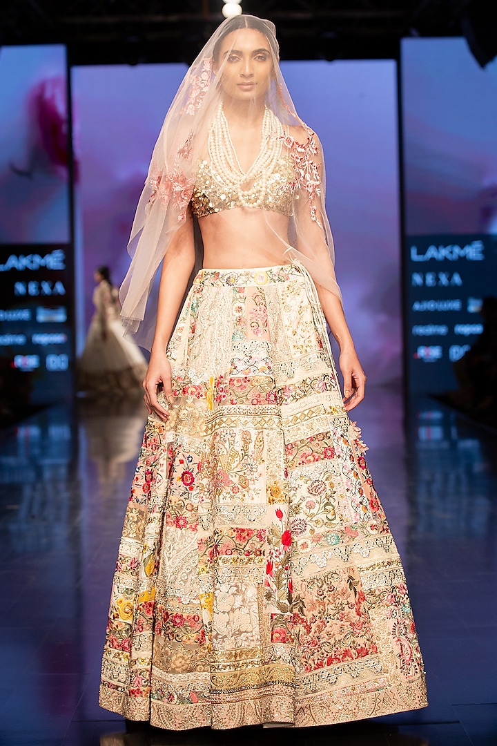 Multi-Colored Embroidered Lehenga Set by Varun Bahl