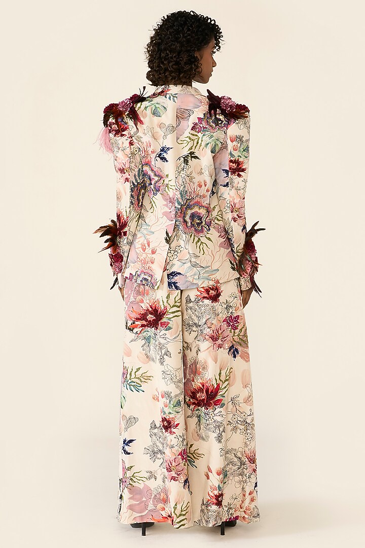 Ivory Crepe Floral Printed Jacket Set by Varun Bahl at Pernia's Pop Up Shop