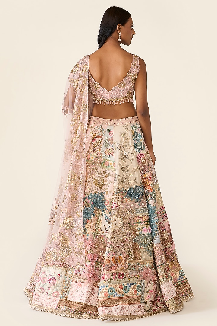 Multi-Colored Silk Dupion Sequins Embellished Bridal Lehenga Set by Varun Bahl at Pernia's Pop Up Shop