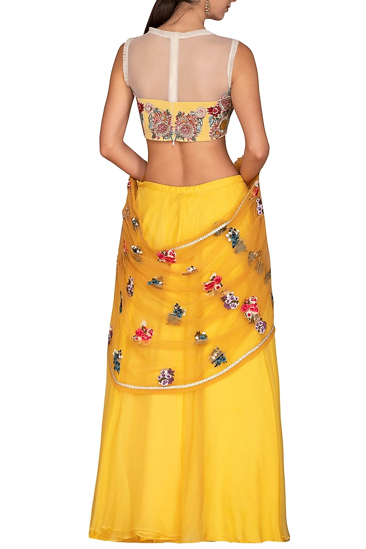 Yellow Lehenga Skirt With Blouse by Varun Bahl Pret at Pernia's Pop Up Shop