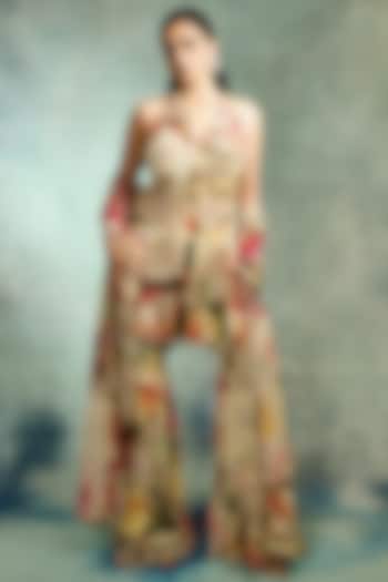 Multi-Colored Georgette Floral Printed Bridal Sharara Set by Varun Bahl at Pernia's Pop Up Shop