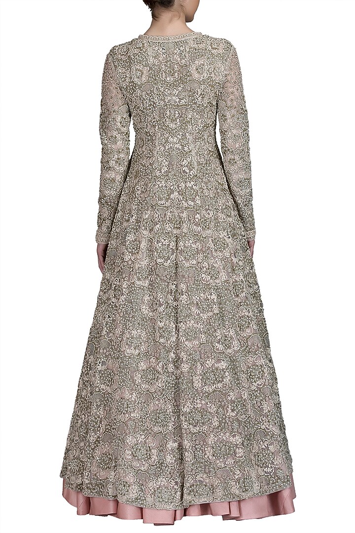 Ivory Embroidered Bridal Anarkali Set by Varun Bahl at Pernia's Pop Up Shop