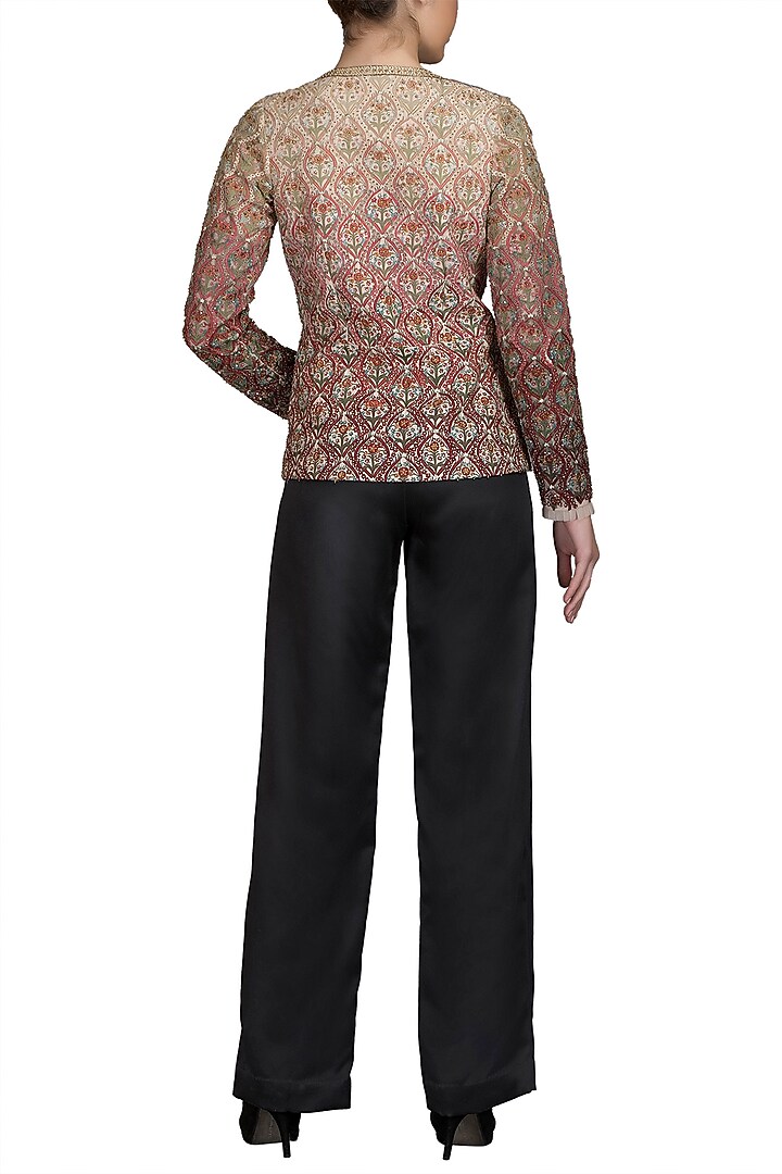 Multi Colored Embroidered Jacket With Trouser Pants by Varun Bahl at Pernia's Pop Up Shop
