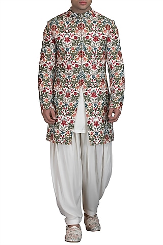 Multi Colored Embroidered Sherwani Set by Varun Bahl Men