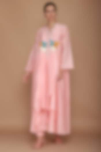 Pink Embroidered Cape With Tunic & Pants by Varun Bahl