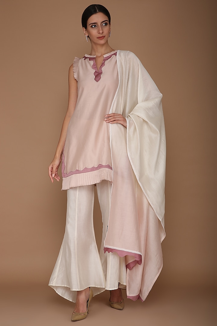 Light Lilac & Ivory Tunic Set by Varun Bahl