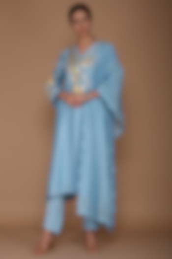 Powder Blue Embroidered Tunic Set by Varun Bahl