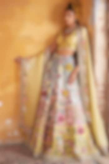 Multi-Colored Modal Dupion Embroidered Bridal Lehenga Set by Varun Bahl at Pernia's Pop Up Shop