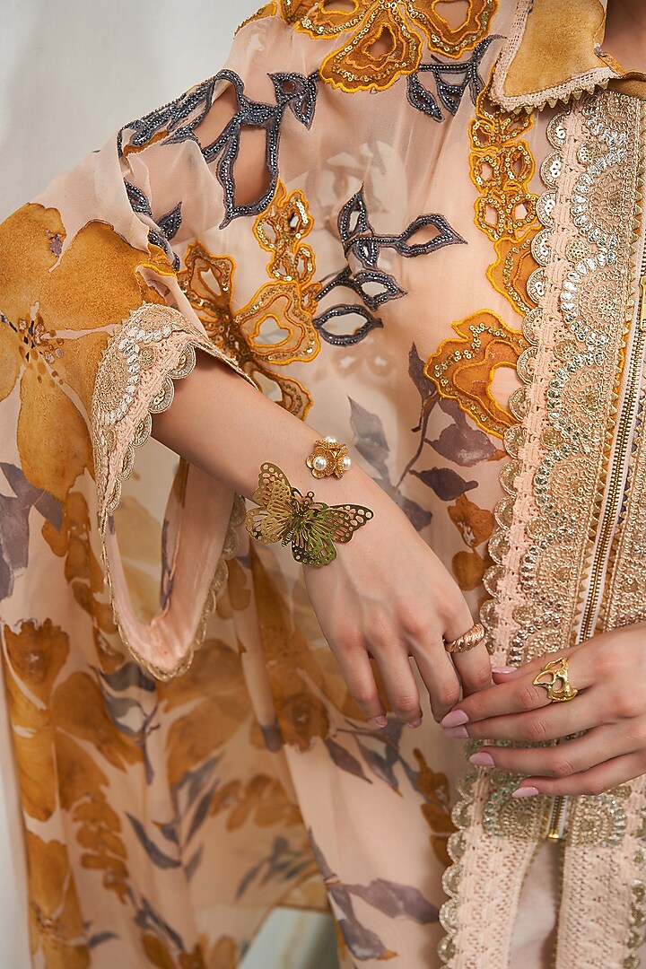 Yellow Georgette Floral Printed Tunic Set by Varun Bahl at Pernia's Pop Up Shop