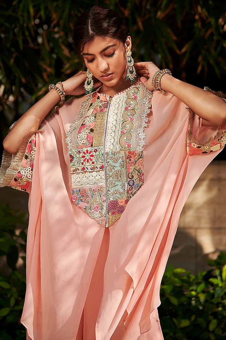 Peach Georgette Wedding Sharara Set by Varun Bahl at Pernia's Pop Up Shop