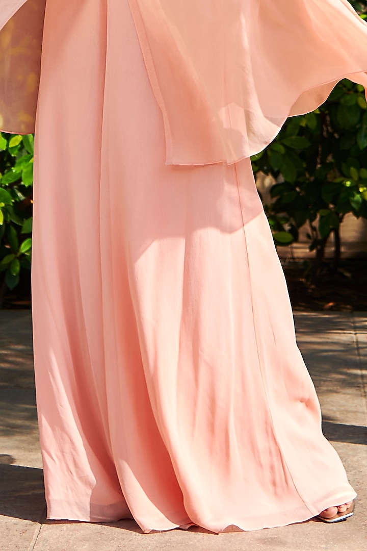 Peach Georgette Wedding Sharara Set by Varun Bahl at Pernia's Pop Up Shop