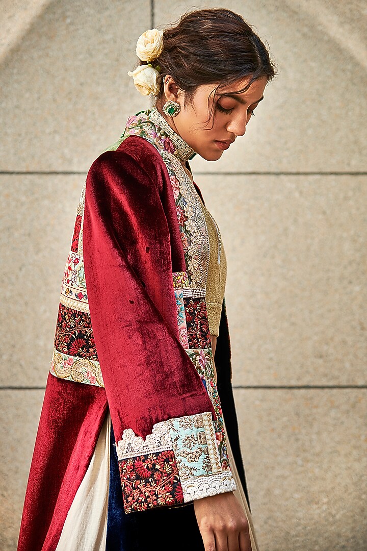 Multi-Colored Velvet Jacket Set by Varun Bahl at Pernia's Pop Up Shop