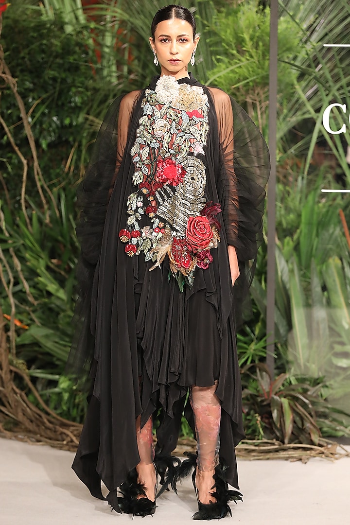 Black Embroidered Dress by Varun Bahl