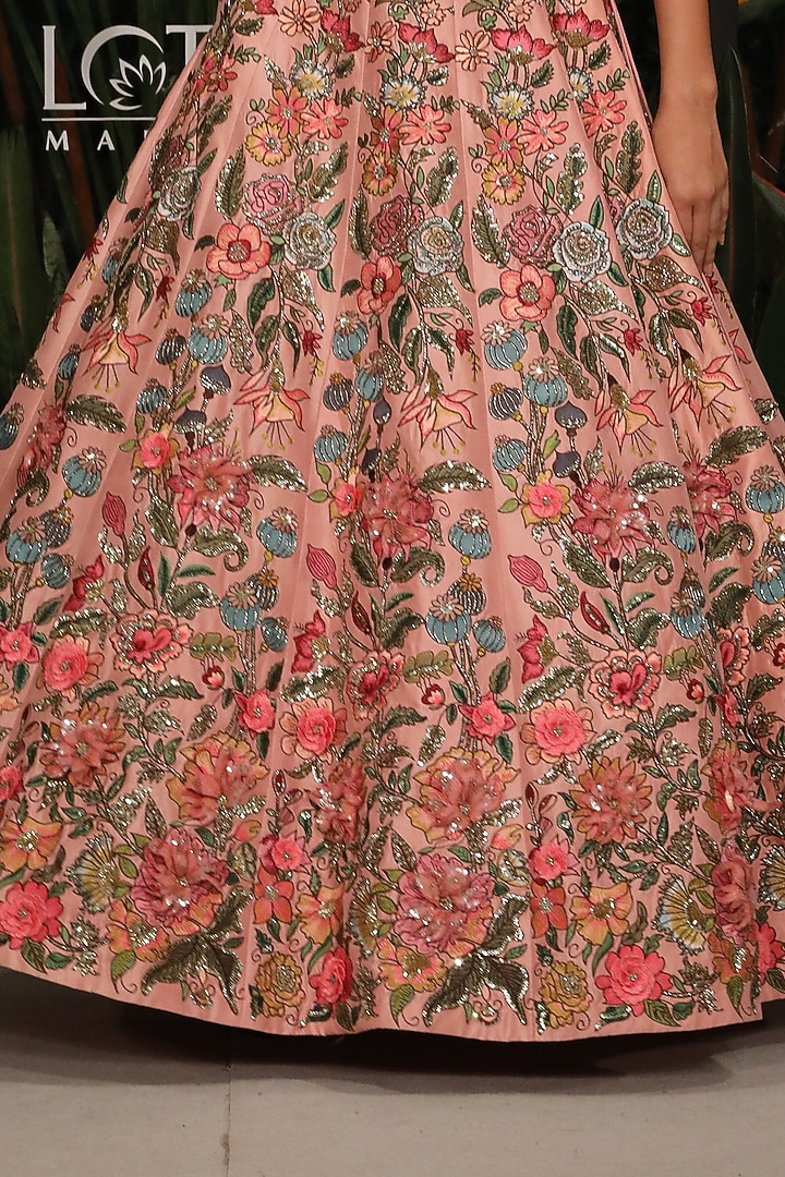 Rose Pink Printed & Embroidered Bridal Lehenga Set by Varun Bahl at Pernia's Pop Up Shop