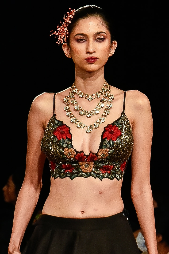 Black Embroidered Bridal Lehenga Set by Varun Bahl at Pernia's Pop Up Shop