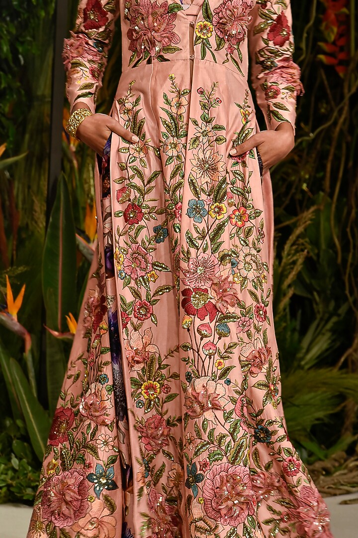 Pink Embroidered Bridal Anarkali Set by Varun Bahl at Pernia's Pop Up Shop