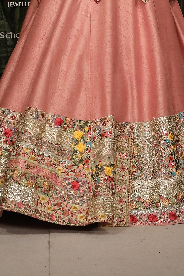 Pink Dupion Embroidered Bridal Lehenga Set by Varun Bahl at Pernia's Pop Up Shop
