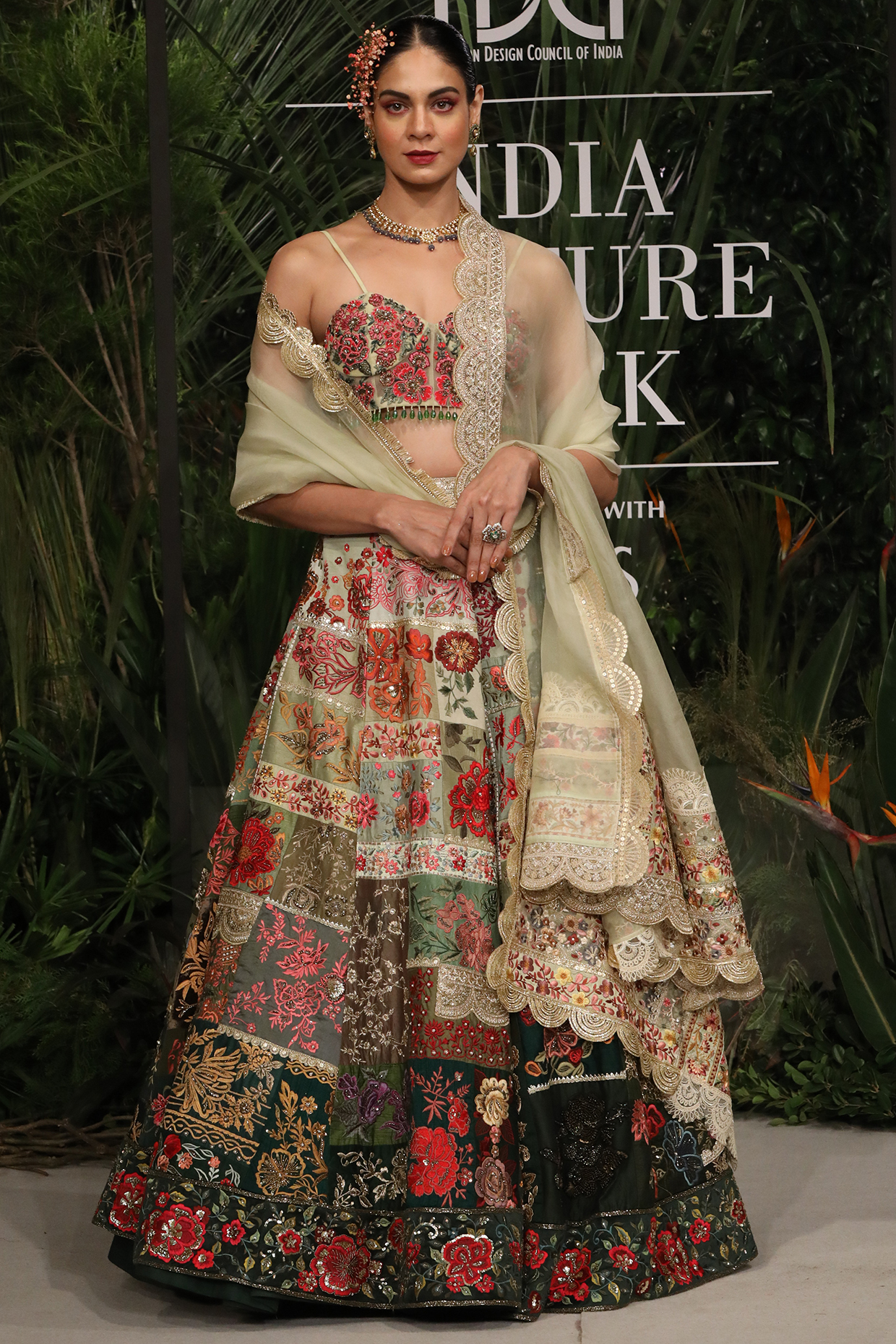 Green Ombre Modal Bridal Lehenga Set by Varun Bahl at Pernia's Pop Up Shop