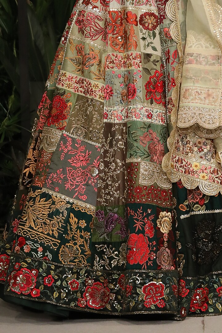 Green Ombre Modal Bridal Lehenga Set by Varun Bahl at Pernia's Pop Up Shop