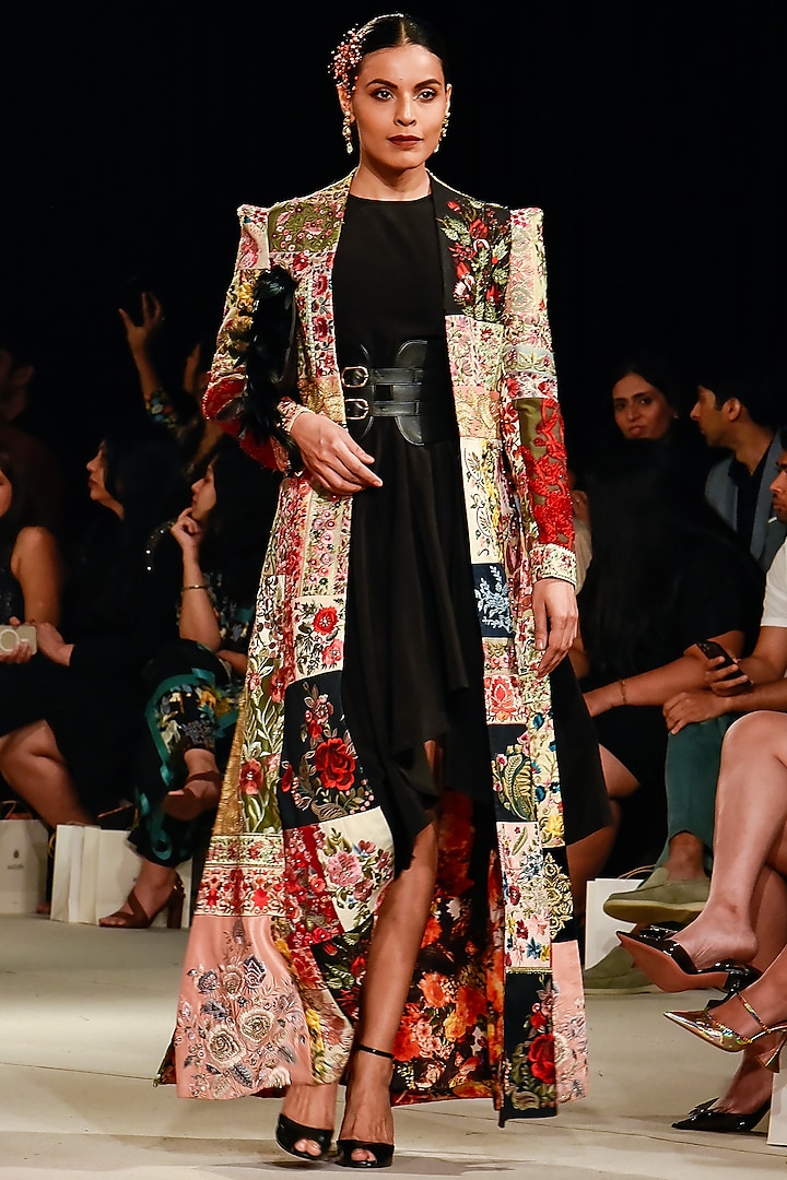 Multi-Colored Embroidered Jacket Dress by Varun Bahl