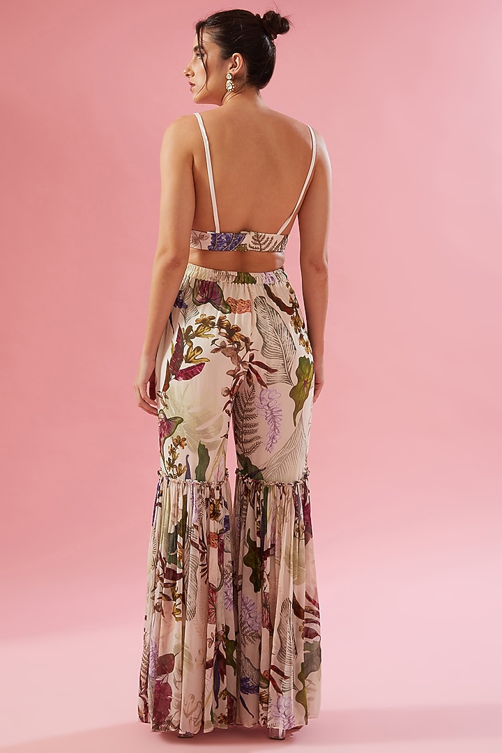 White Viscose Georgette Digital Printed & Sequins Embroidered Cape Set by Varun Bahl at Pernia's Pop Up Shop
