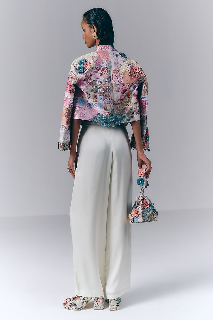 Ivory Modal Satin Hand Embellished Co-Ord Set by Varun Bahl at Pernia's Pop Up Shop