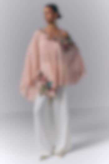 Peach Georgette Hand Embroidered Kaftan Set by Varun Bahl at Pernia's Pop Up Shop