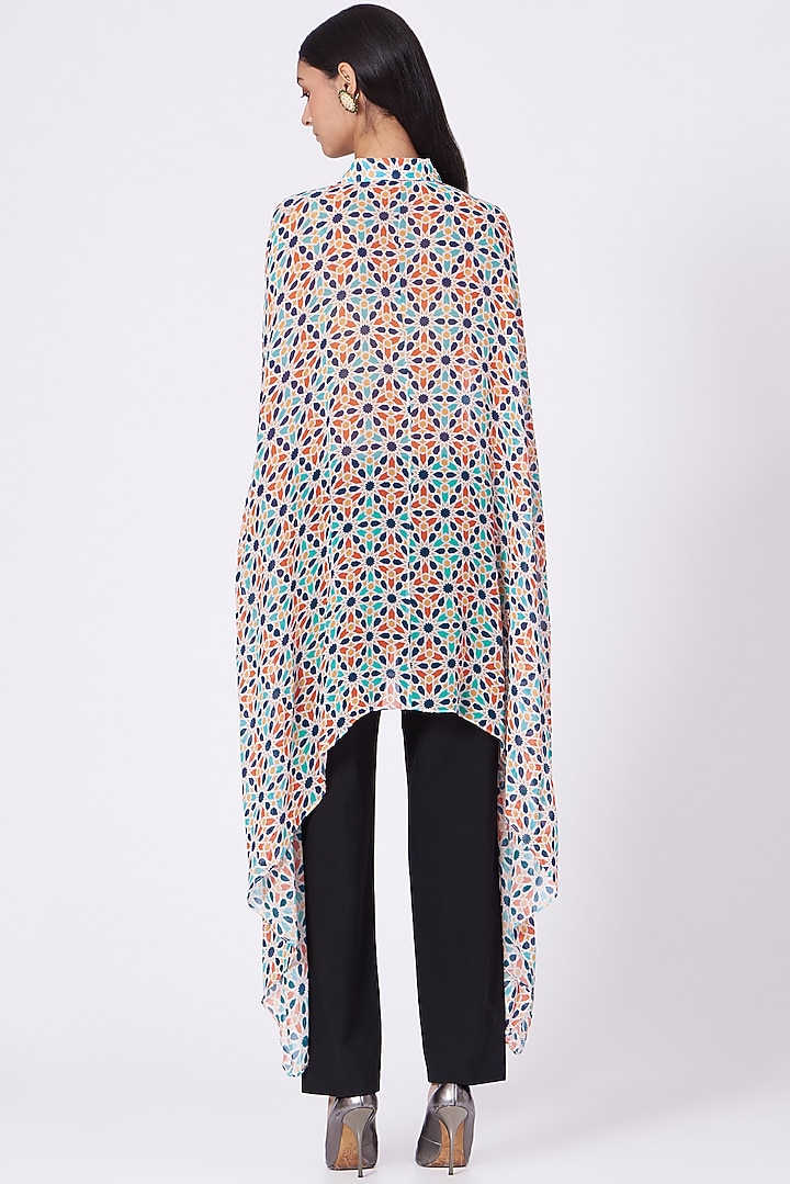 Ivory Geometric Printed Shirt Tunic by Varun Bahl Pret at Pernia's Pop Up Shop