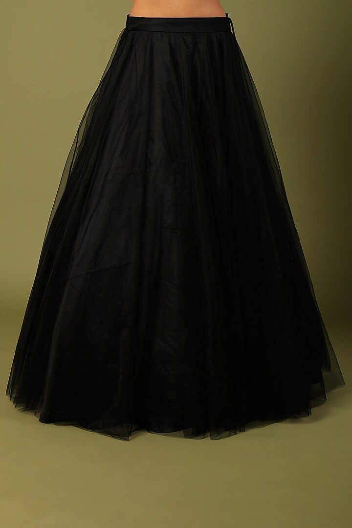 Black Mono Net Skirt Set by Varun Bahl at Pernia's Pop Up Shop