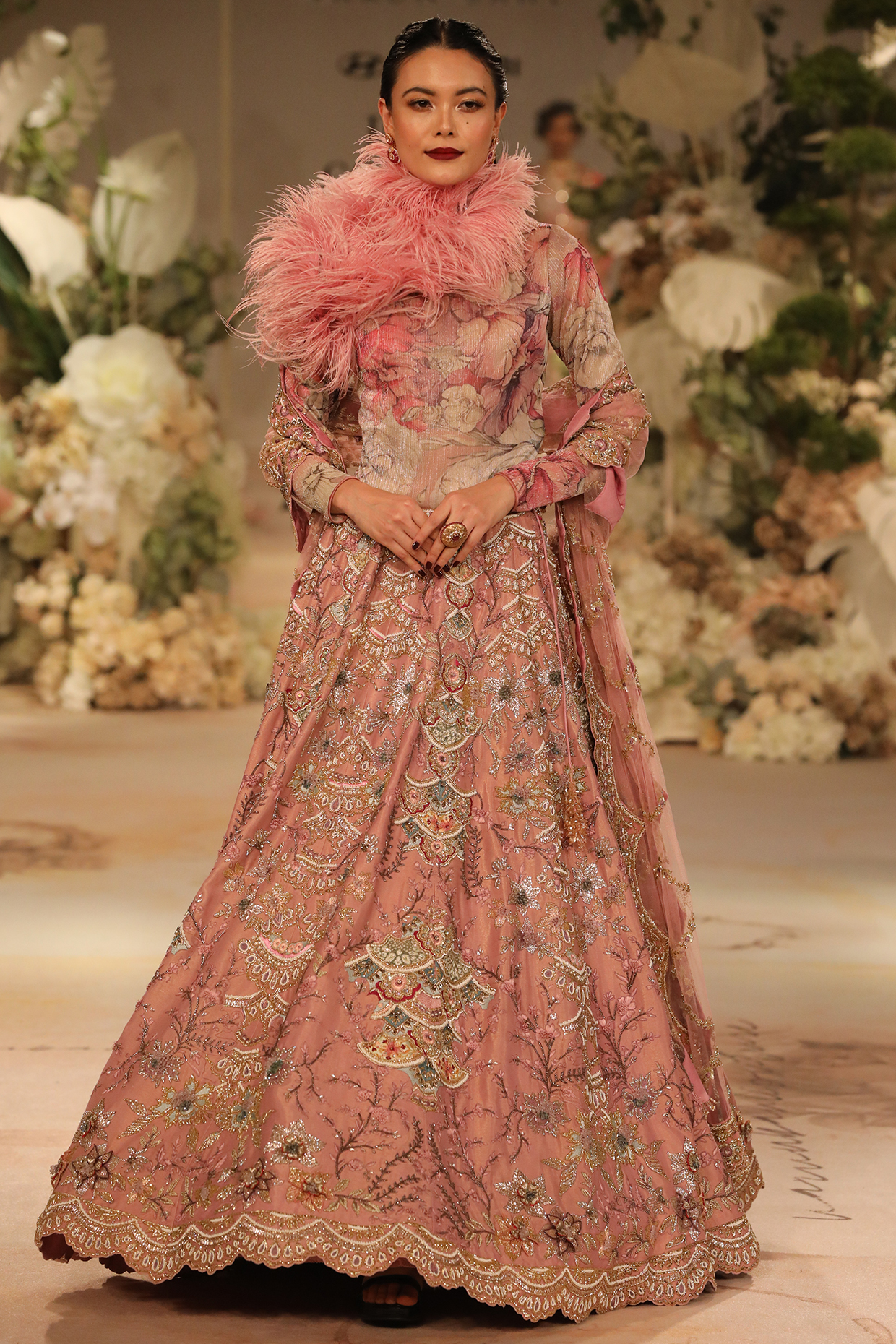 Lavender-Pink Lurex Sequins & Beads Embroidered Bridal Lehenga Set by Varun Bahl at Pernia's Pop Up Shop