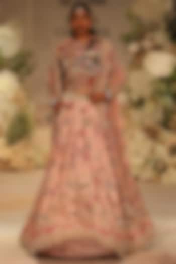 Petal Pink Dupion Silk Sequins & Crystal Embellished Bridal Lehenga Set by Varun Bahl at Pernia's Pop Up Shop