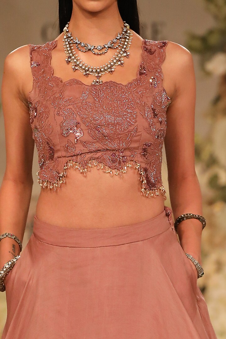 Lavender Pink Organza Hand Embroidered Bridal Lehenga Set by Varun Bahl at Pernia's Pop Up Shop