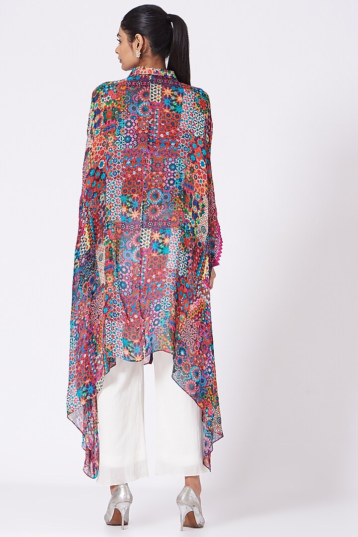 Fuchsia Printed Shirt Tunic by Varun Bahl Pret at Pernia's Pop Up Shop
