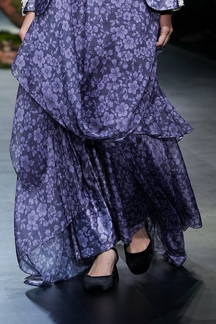 Purple Velvet & Lurex Hand Embellished Jacket Set by Varun Bahl at Pernia's Pop Up Shop