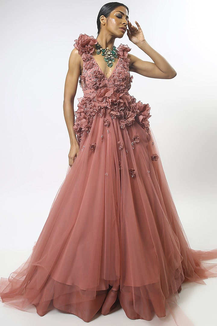 Old rose shop gown design