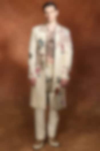 Ivory Modal Dupion Embroidered Groom Sherwani by Varun Bahl Men at Pernia's Pop Up Shop