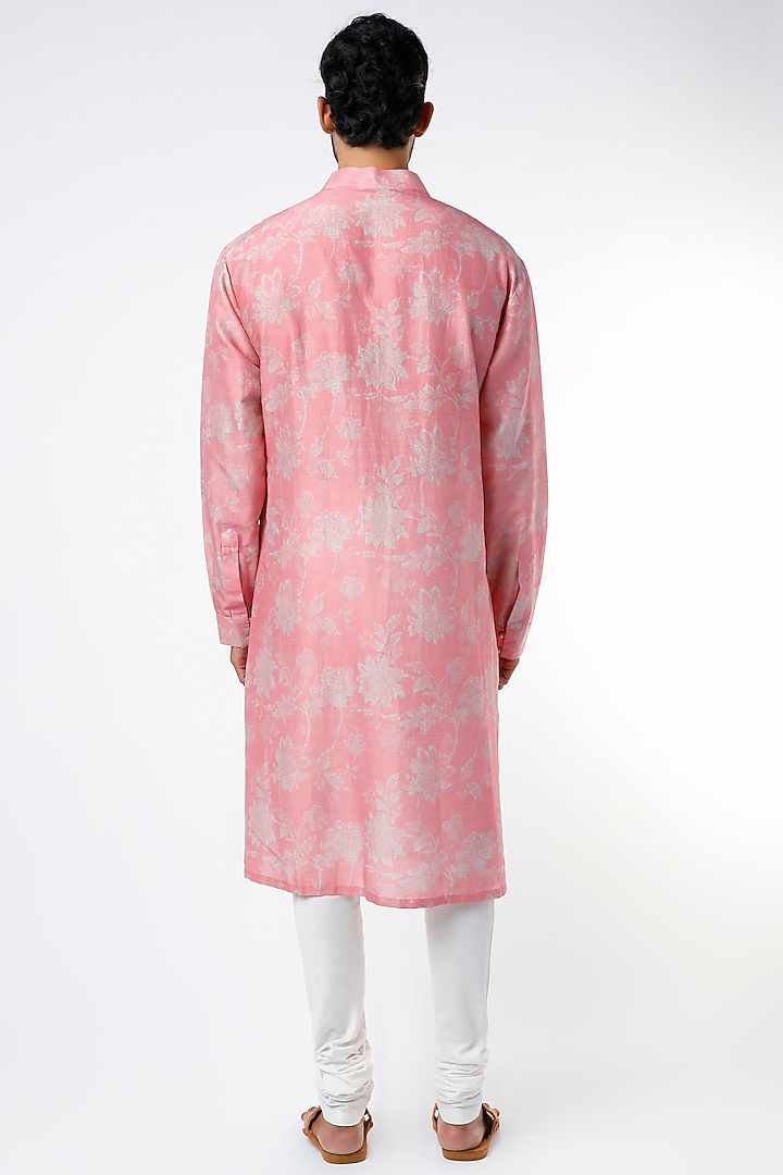 Pink Chanderi Kurta Set by Varun Bahl Men at Pernia's Pop Up Shop