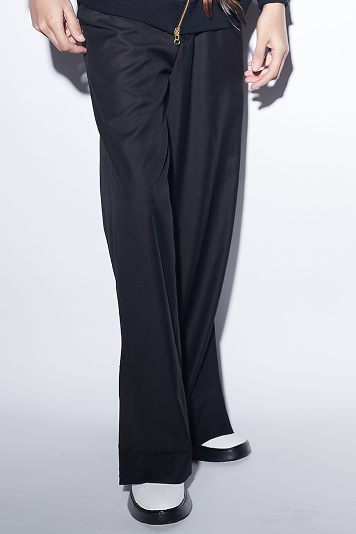 Black Organza & Suiting Fabric Bomber Jacket Set by Varun Bahl Men at Pernia's Pop Up Shop