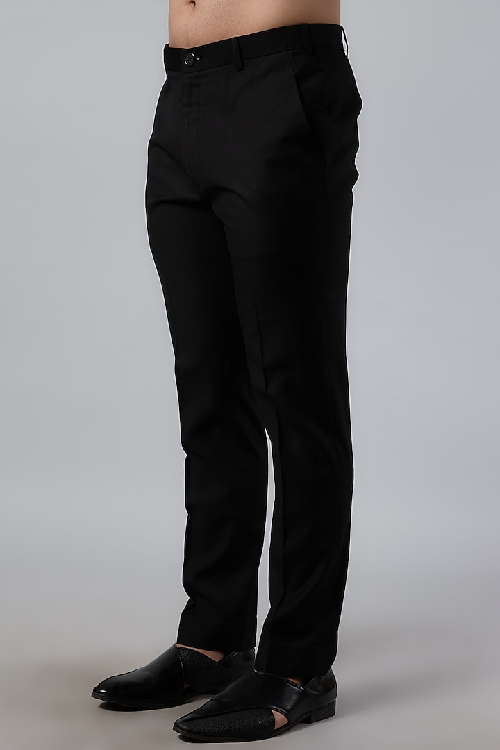 Black Silk Cutdana Embroidered Groom Bandhgala Set by Varun Bahl Men at Pernia's Pop Up Shop