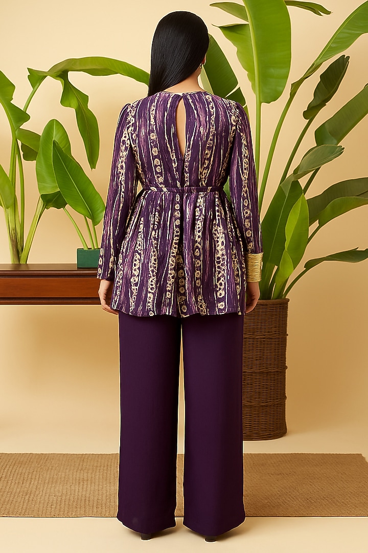 Purple Chinon Wide-Leg Pant Set by Vidhi By A La Mode at Pernia's Pop Up Shop