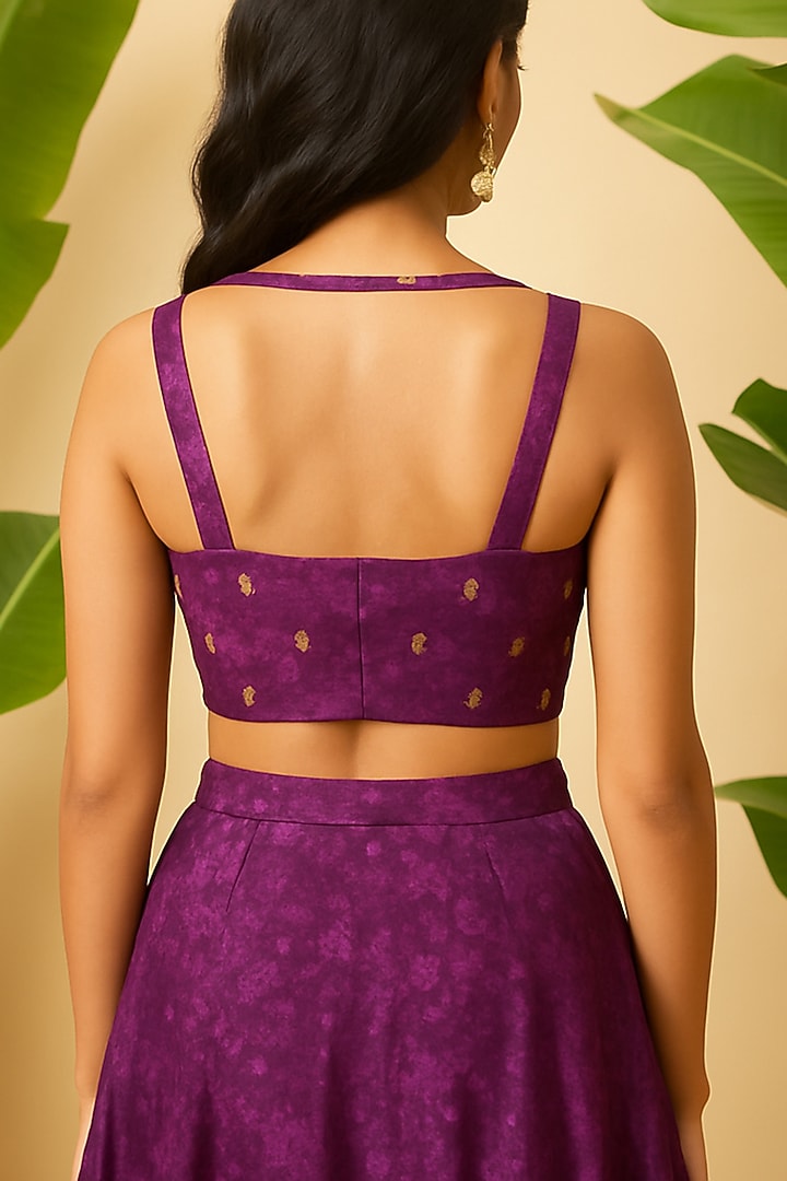 Purple Chinon Printed Cape Set by Vidhi By A La Mode at Pernia's Pop Up Shop